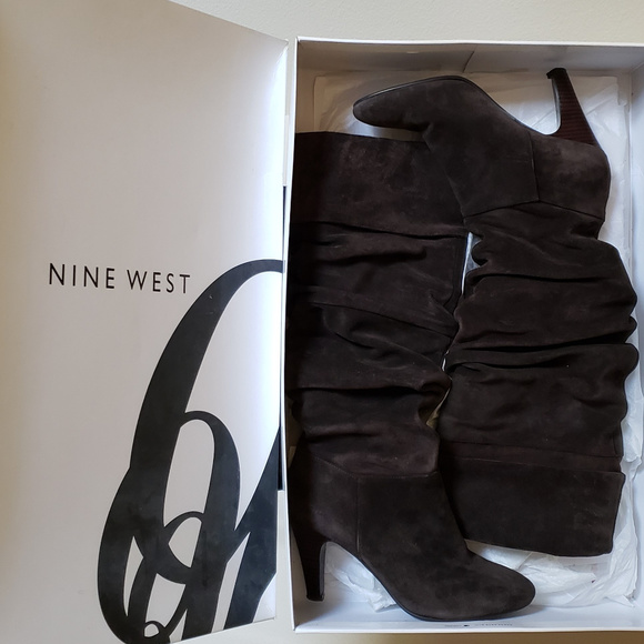 Nine West Shoes - Nine West Chocolate Brown Lux Suede boots Size 8.5 EUC